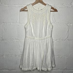 Free People Dress 4 White Birds of a Feather Mini Boho Cottagecore Women's